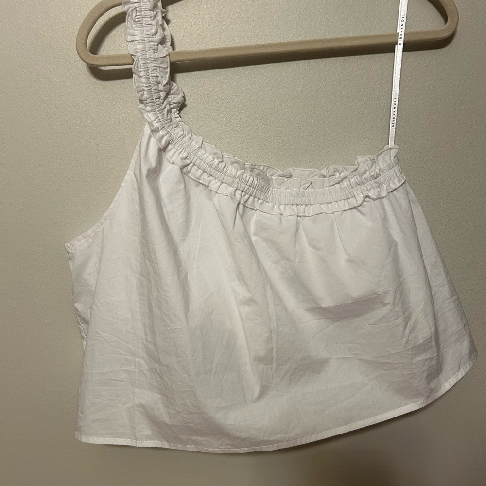 Bird and Knoll White One-Shoulder Ruffle Top Beach Resort Vacation